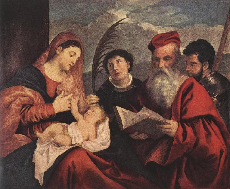 TIZIANO Vecellio Mary with the Child and Saints rt oil painting picture